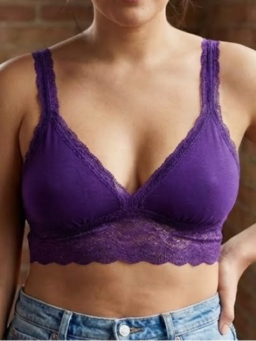 b.tempt'd by Wacoal "b.adorable" Deep Purple Lace Bralette NEW Size Small NWT